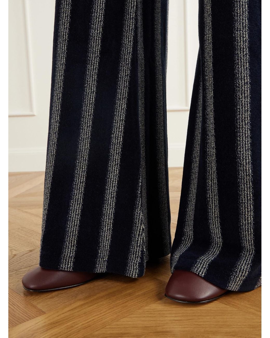 Suzie Kondi Blue Lito Striped Velour Flared Pants