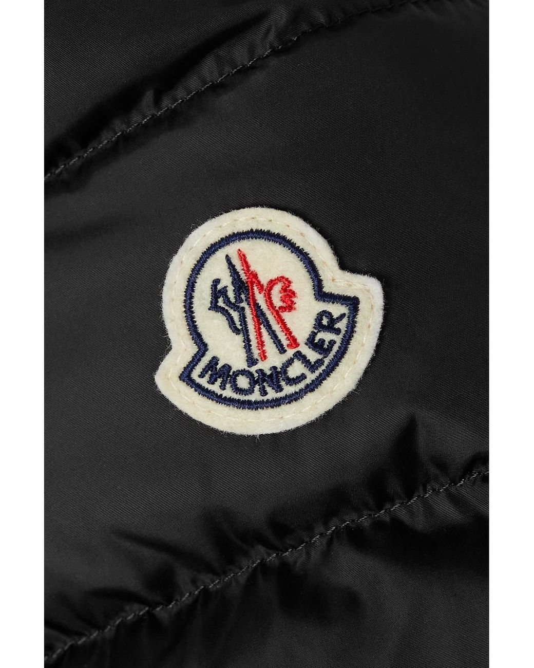 Moncler Black Flammette Hooded Quilted Shell Coat