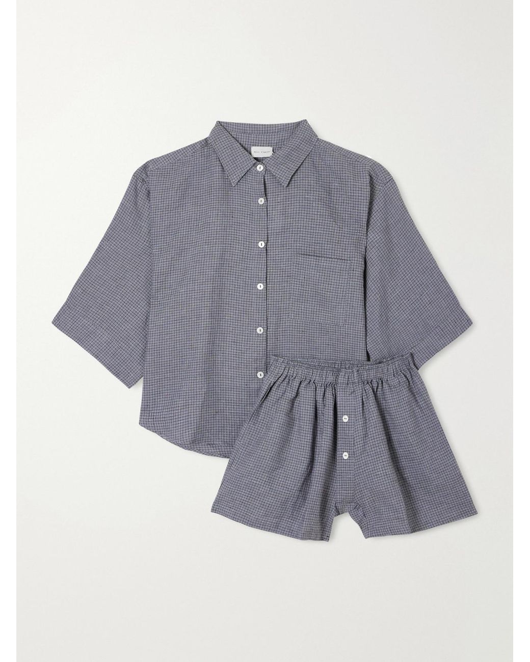 Deiji Studios Blue 03 Checked Linen Shirt And Shorts Set