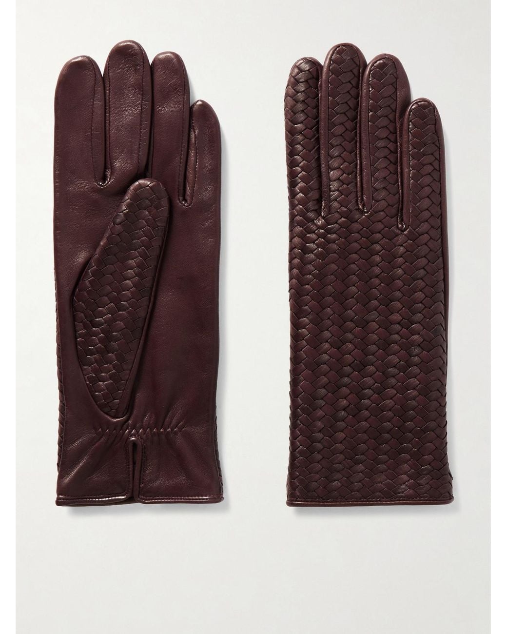 Agnelle Purple Stanilas Woven Leather Gloves
