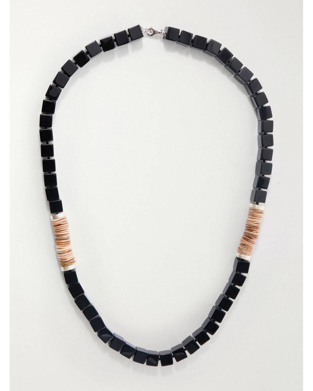 Le Sundial Black Dune Sterling, Onyx And Mother-Of-Pearl Beaded Necklace
