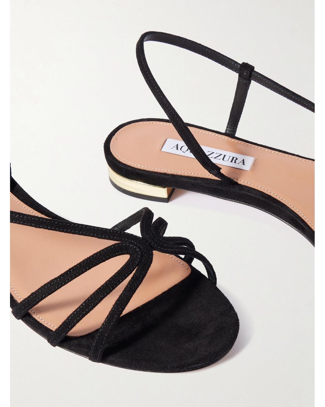 Aquazzura Black Talk To Me Suede Slingback Sandals