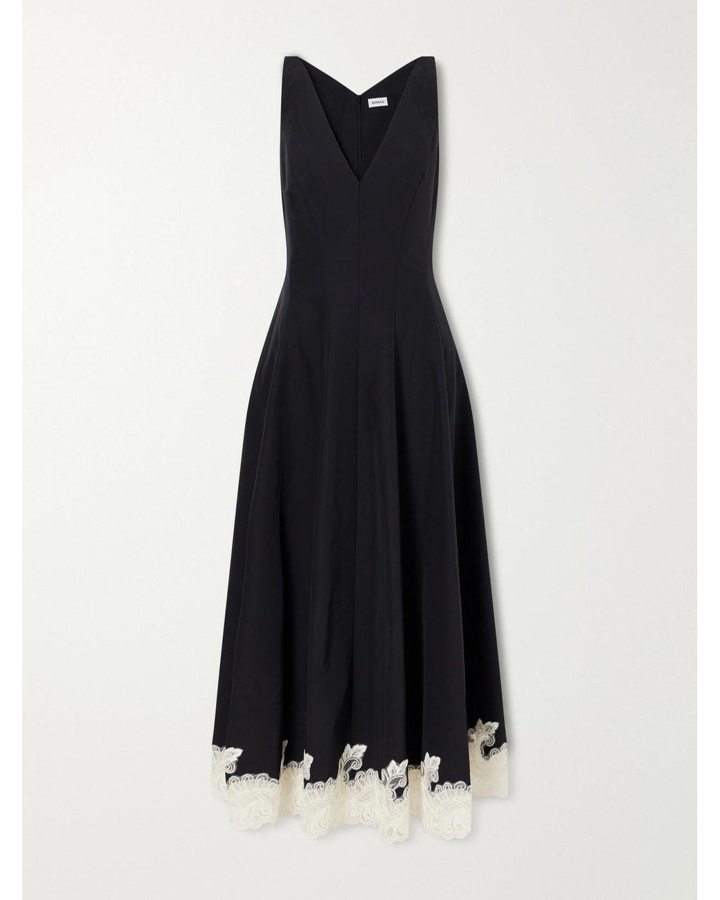 Jonathan Simkhai Blue Mira Lace-Trimmed Cotton-Blend Faille Maxi Dress