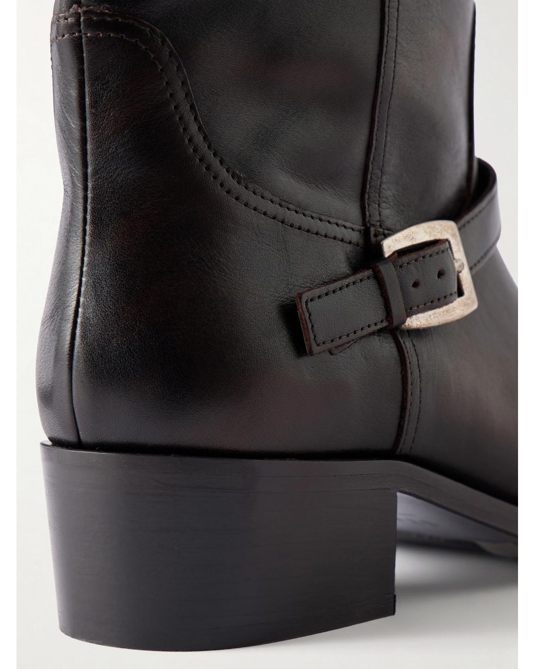 Staud Black Solid Color Leather Knee Boots