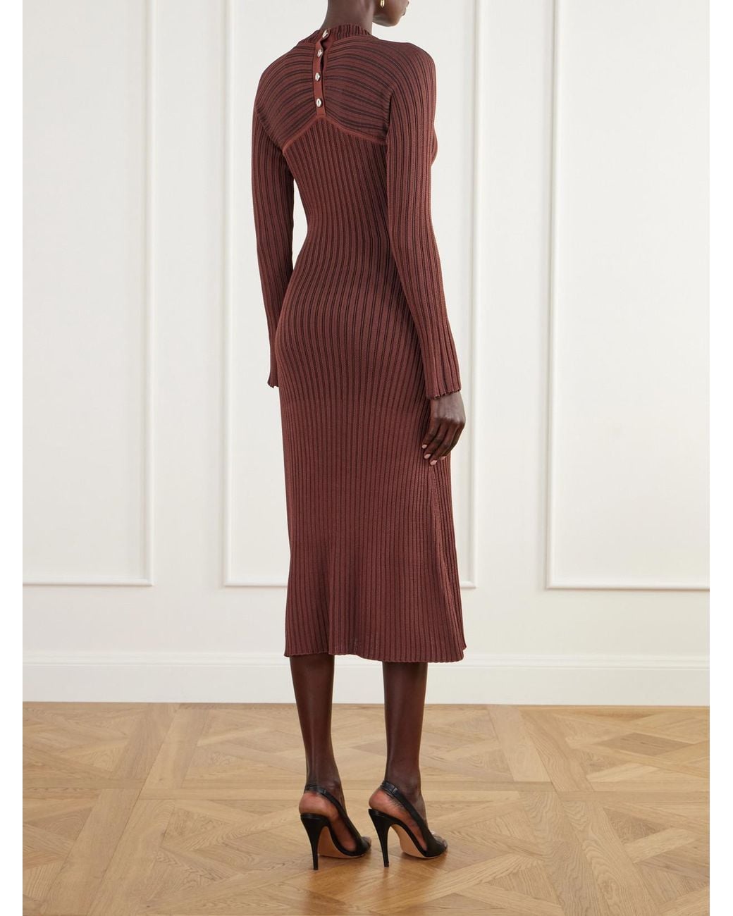 Proenza Schouler Purple Roux Ribbed Midi Dress