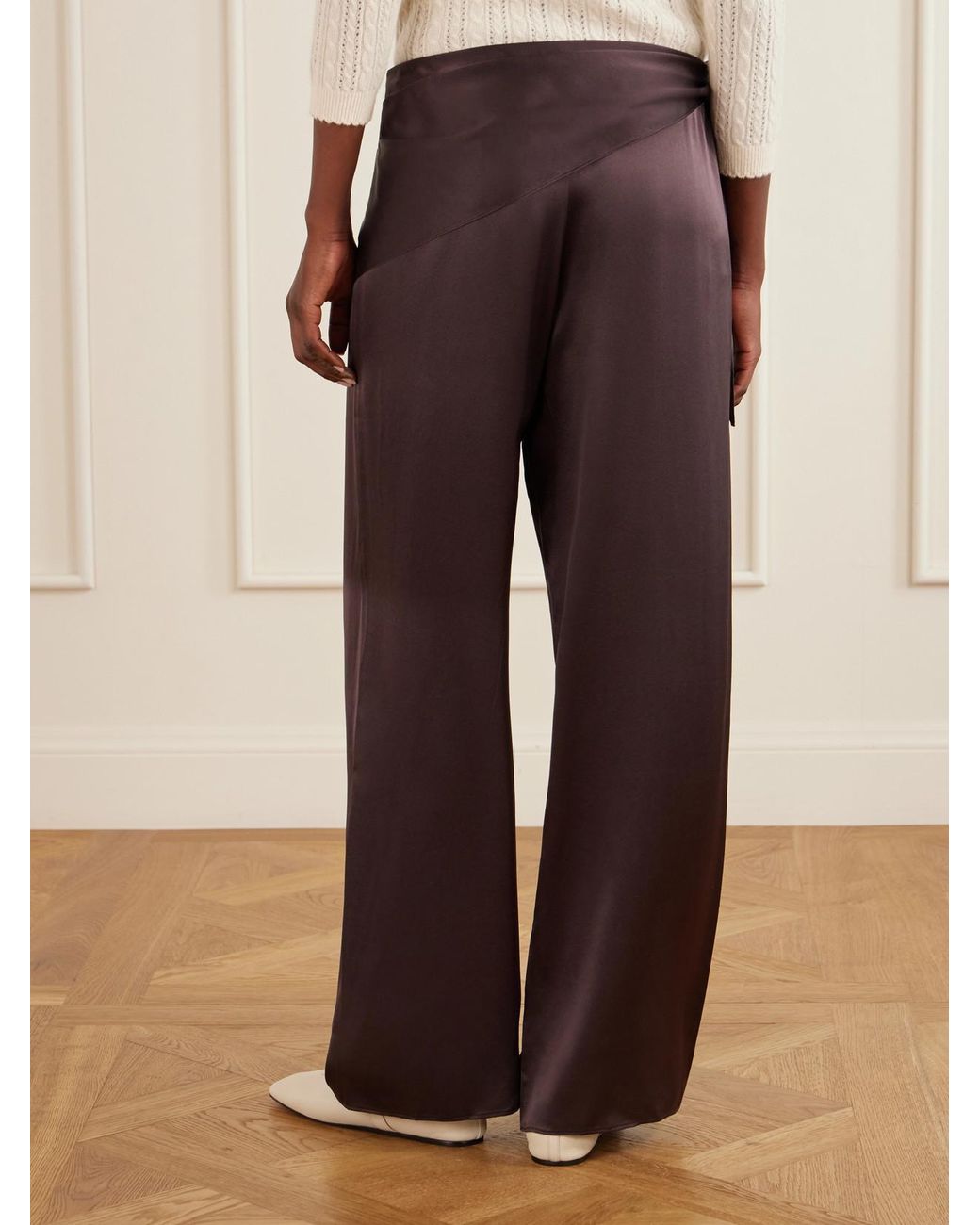 Doen Purple Lavona Scarf-Detailed Silk Pants