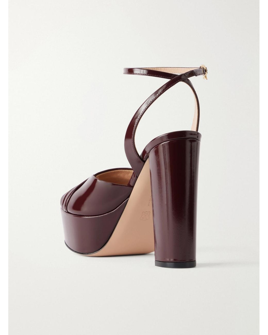 Gianvito Rossi Red 130 Pleated Patent-Leather Platform Sandals