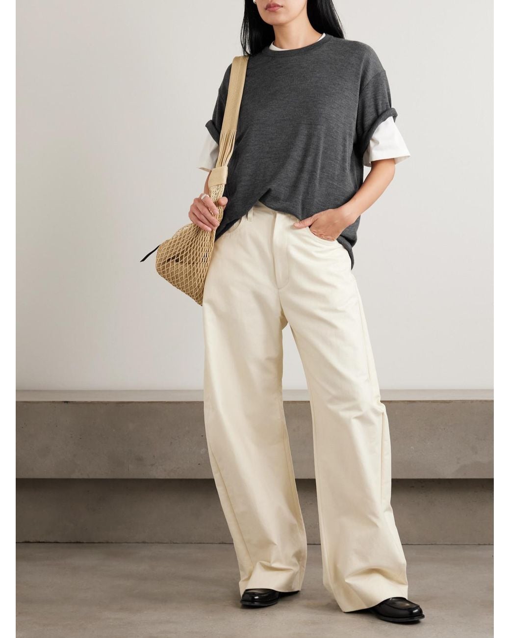 Ssstein Gray Ribbed Wool T-Shirt