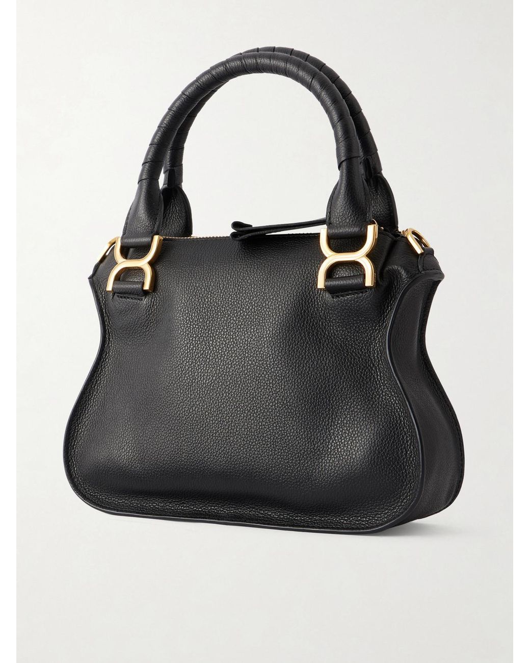 Chloé Black Marcie Textured-Leather Top-Handle Bag