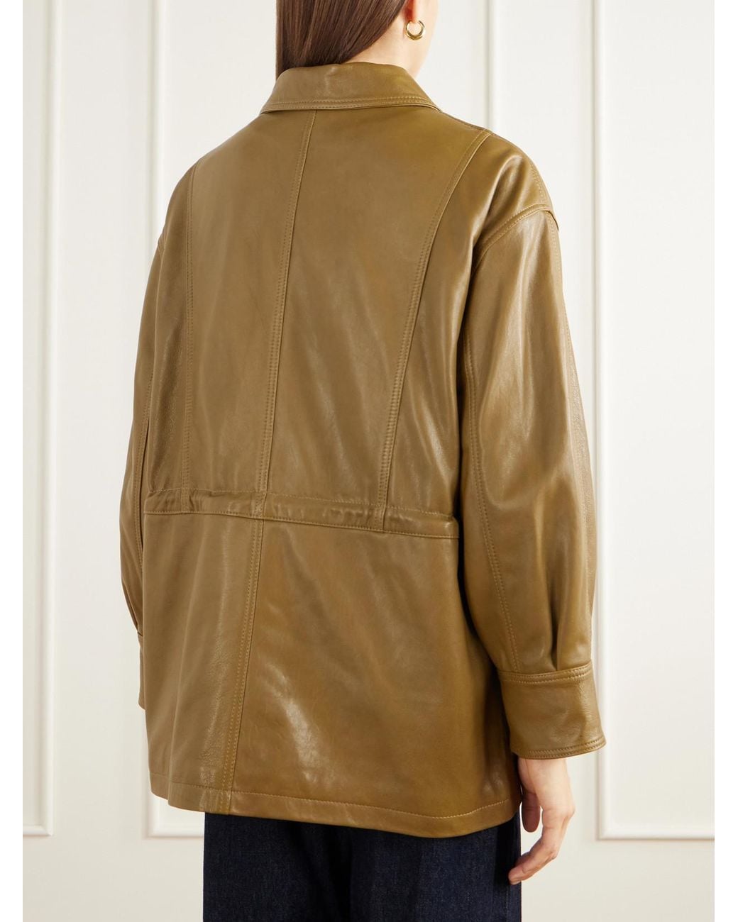 Arma Green Maeve Paneled Leather Jacket