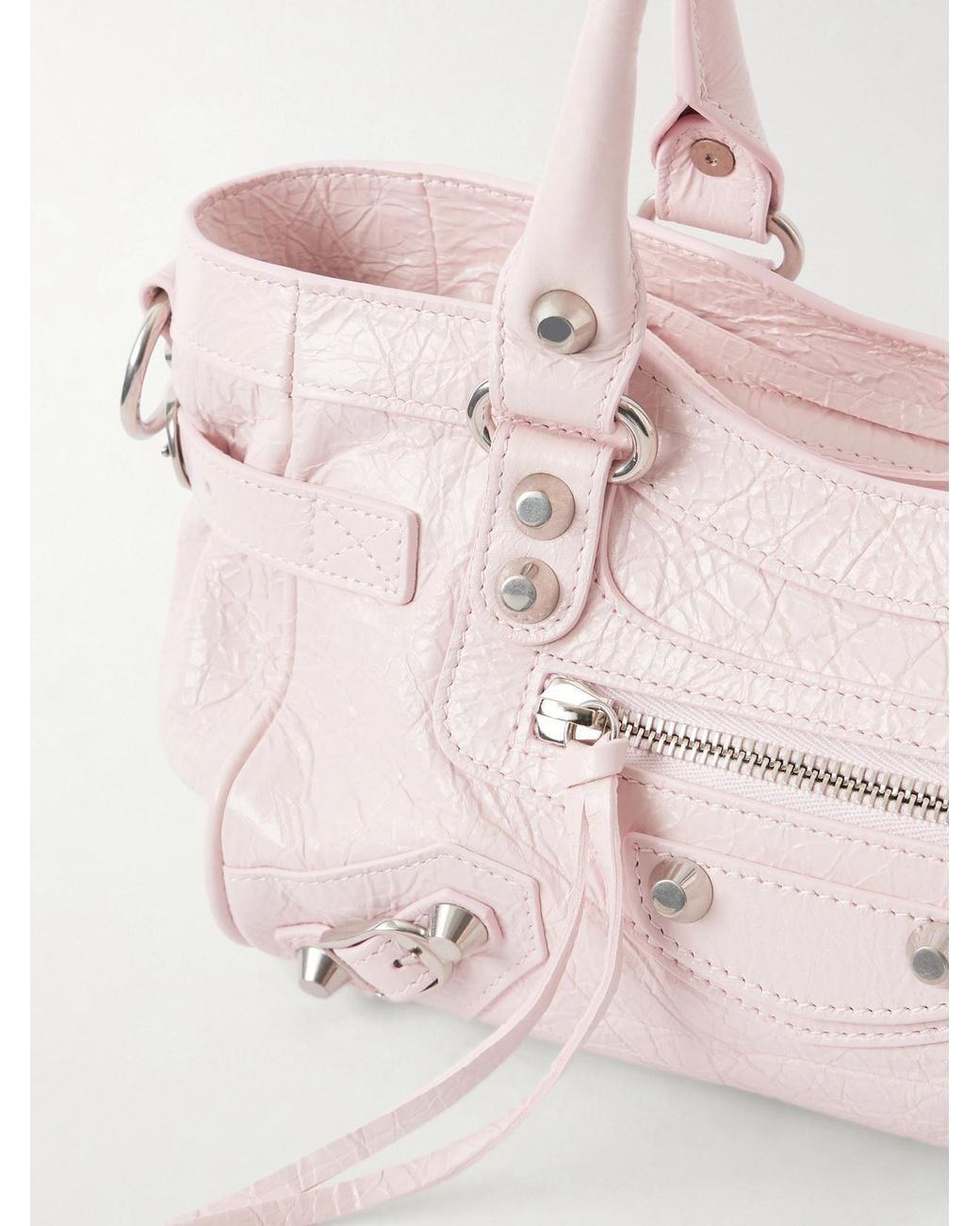 Balenciaga Natural Le City East/West Mini Crinkled Leather Tote
