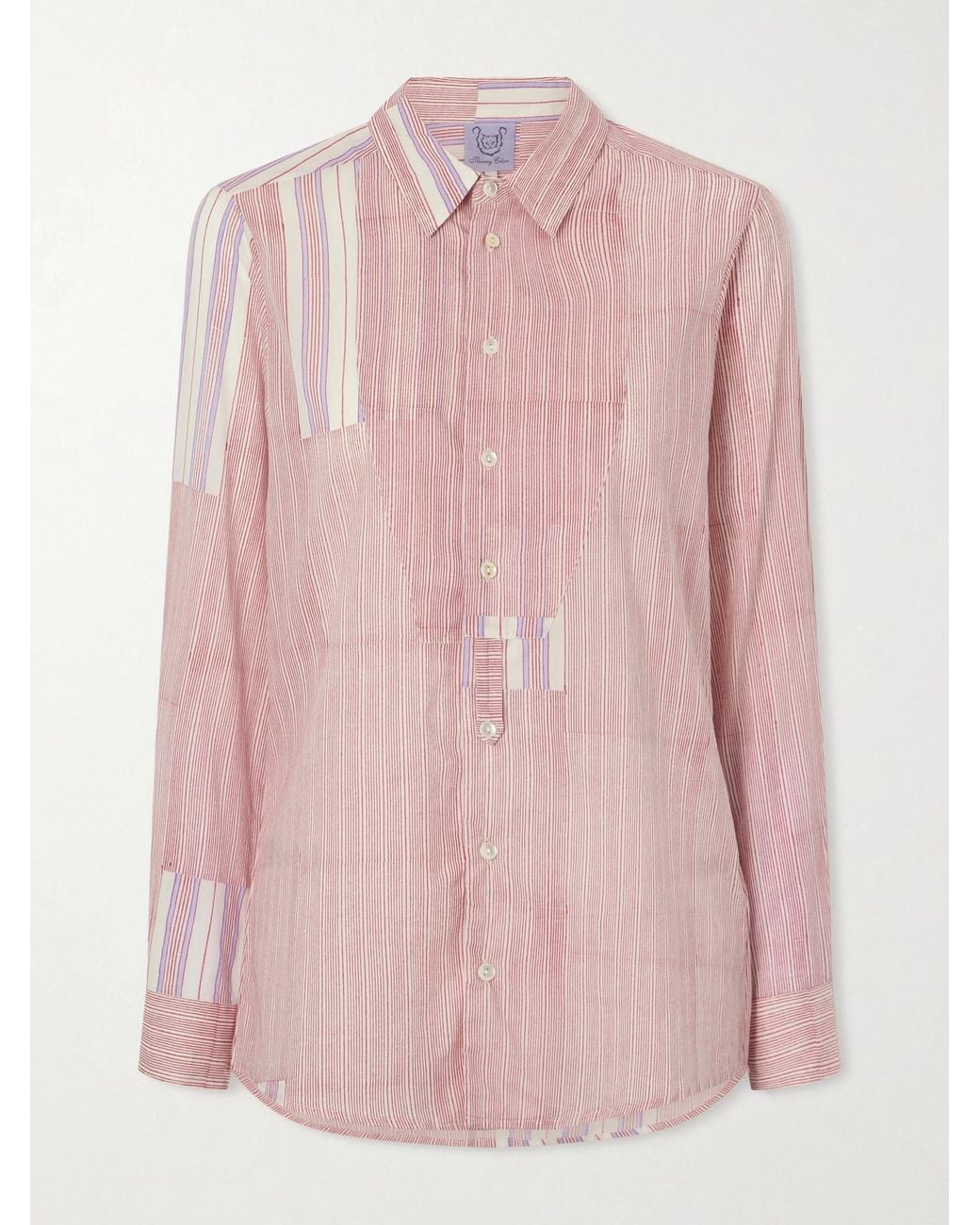 Thierry Colson Pink Baptiste Striped Cotton-Voile Shirt