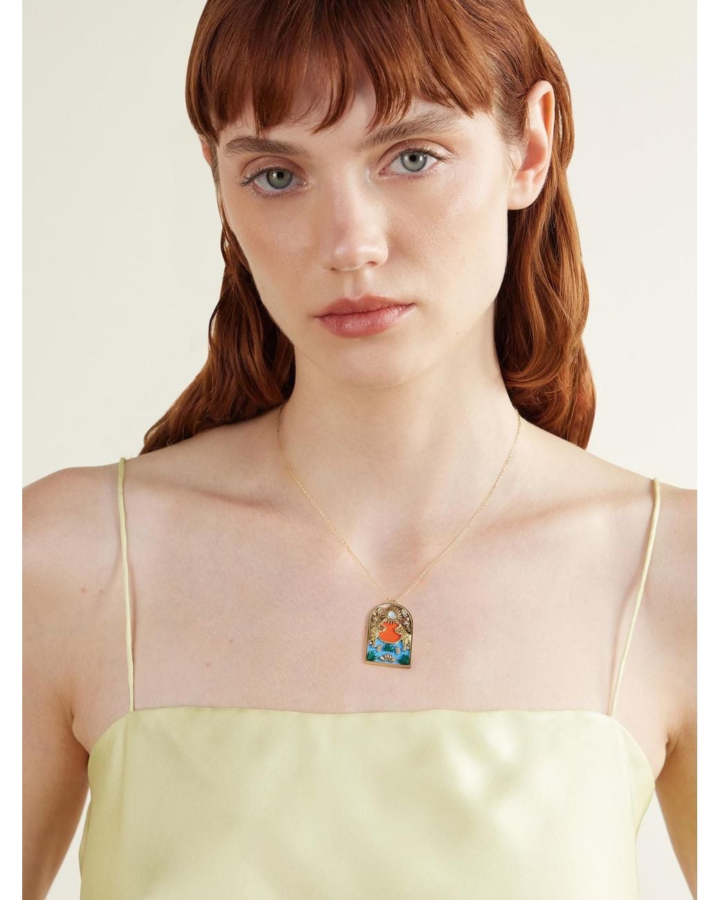 L'Atelier Nawbar Metallic Noah's Arch Elephant 18-Karat Multi-Stone Pendant Necklace