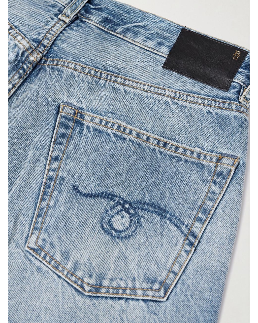 R13 Blue Cuffed X-Bf Low-Rise Straight-Leg Jeans