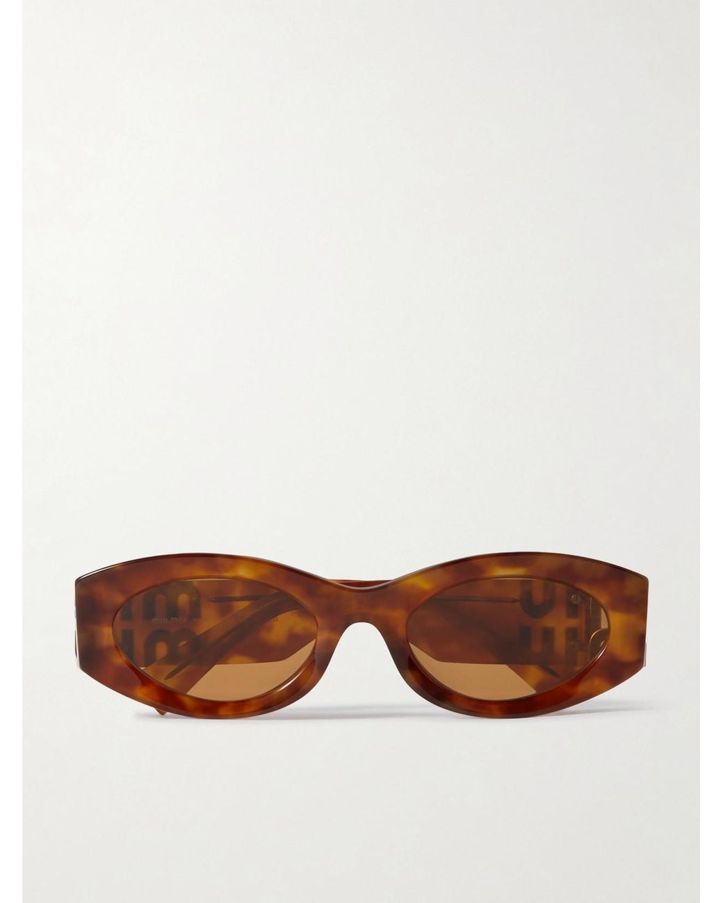 Miu Miu Brown Glimpse Oval-Frame Acetate Sunglasses