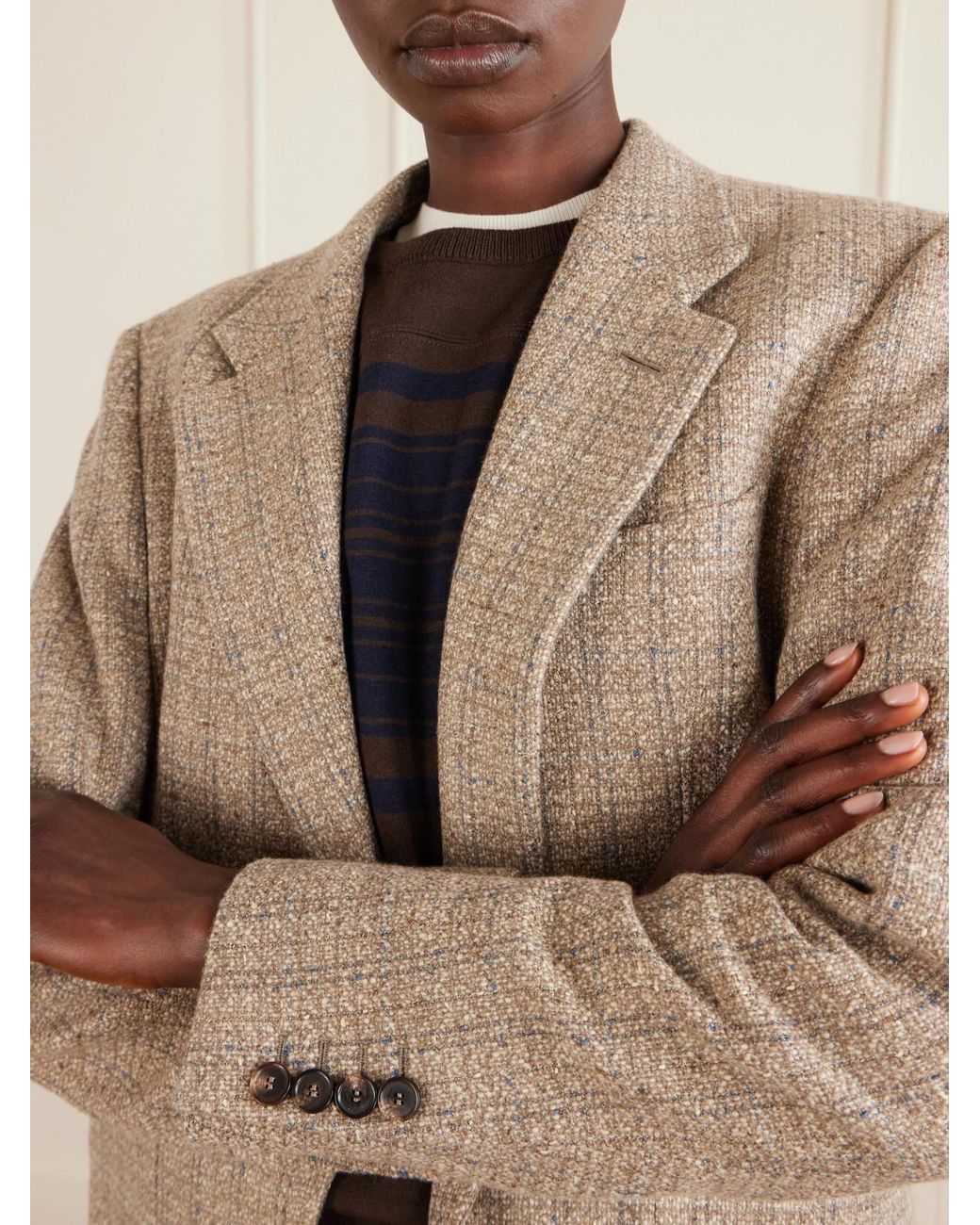 Loro Piana Natural Hedland Checked Tweed Blazer
