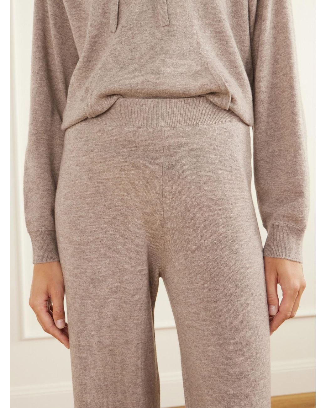 Allude Natural Striped Wool And Cashmere-Blend Hoodie And Wide-Leg Pants Set