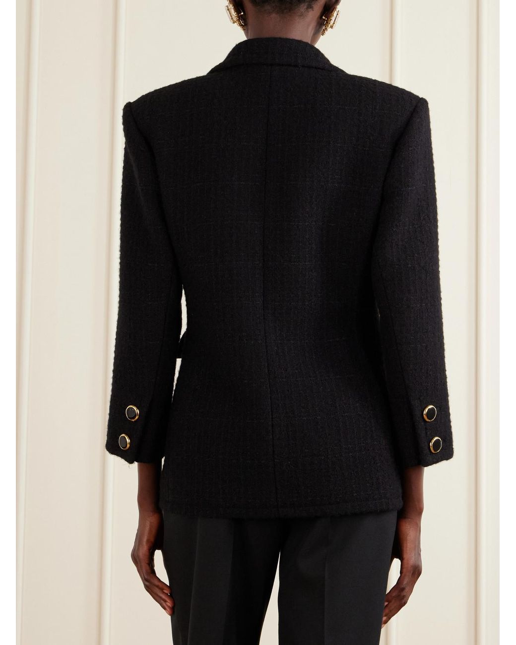 Saint Laurent Black Wool-Blend Tweed Blazer