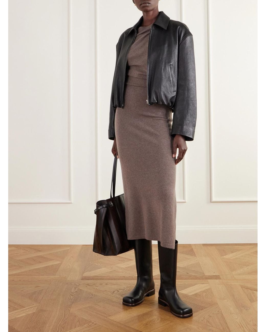 Proenza Schouler Black Esme Logo-Embossed Leather Knee Boots