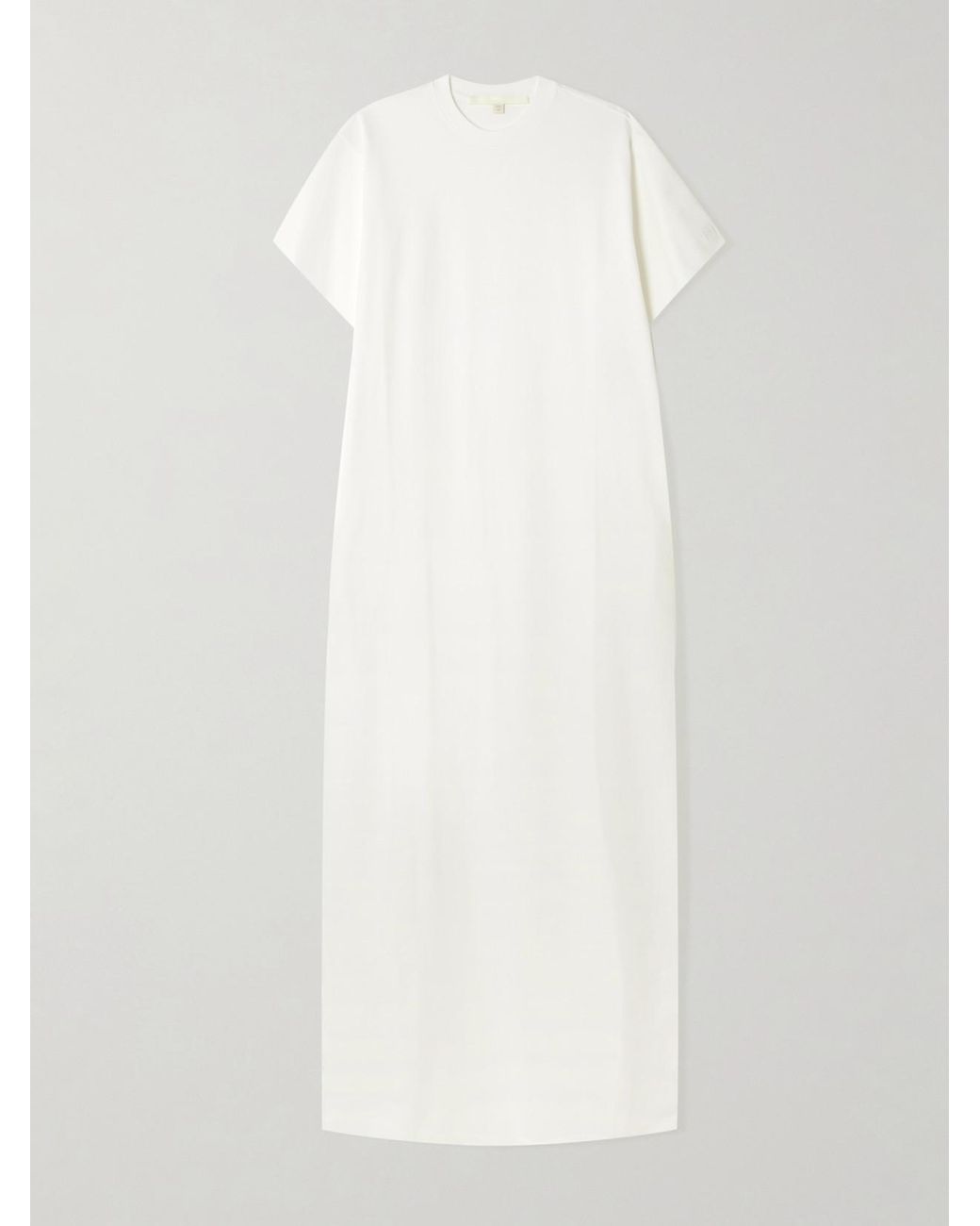 RÙADH White Braun Embroidered Organic Cotton-Jersey Maxi Dress