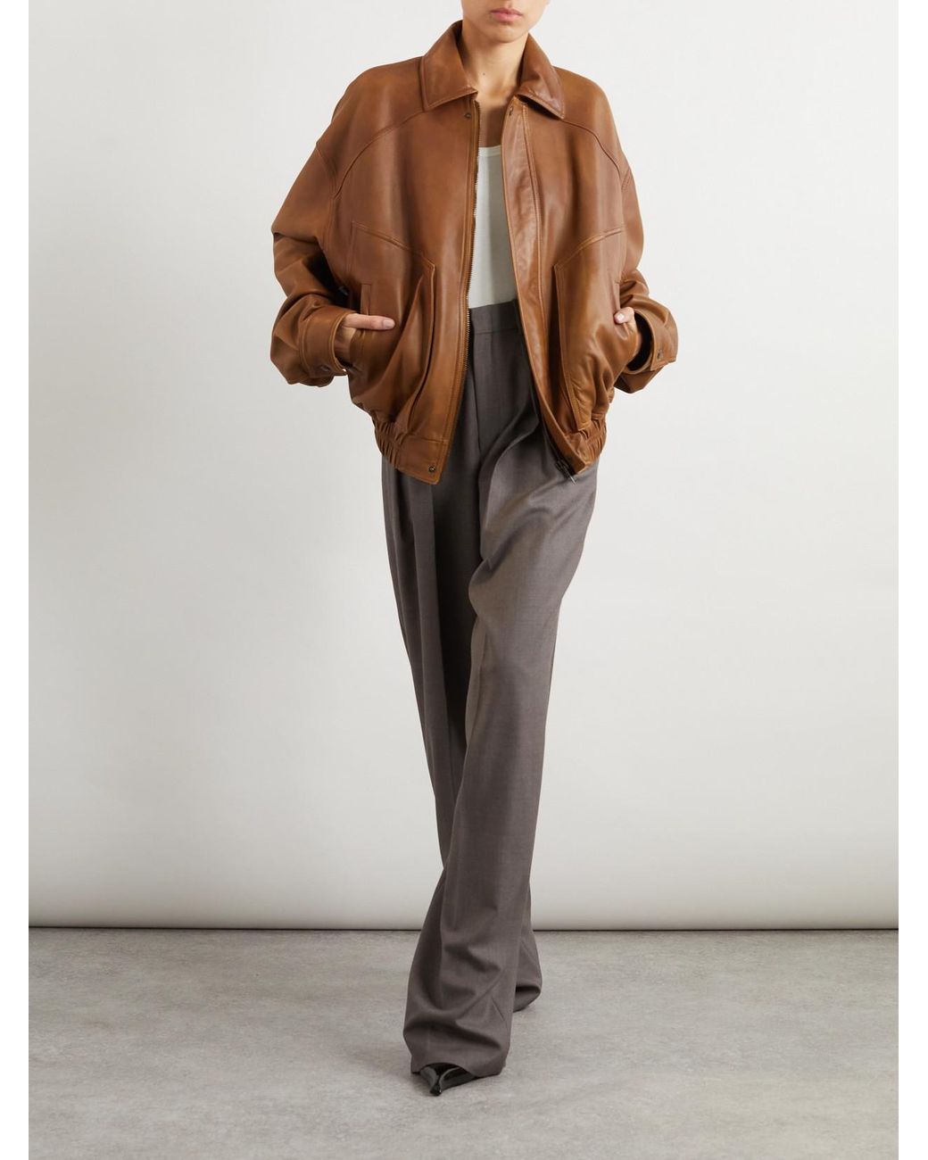 Saint Laurent Brown Leather Jacket