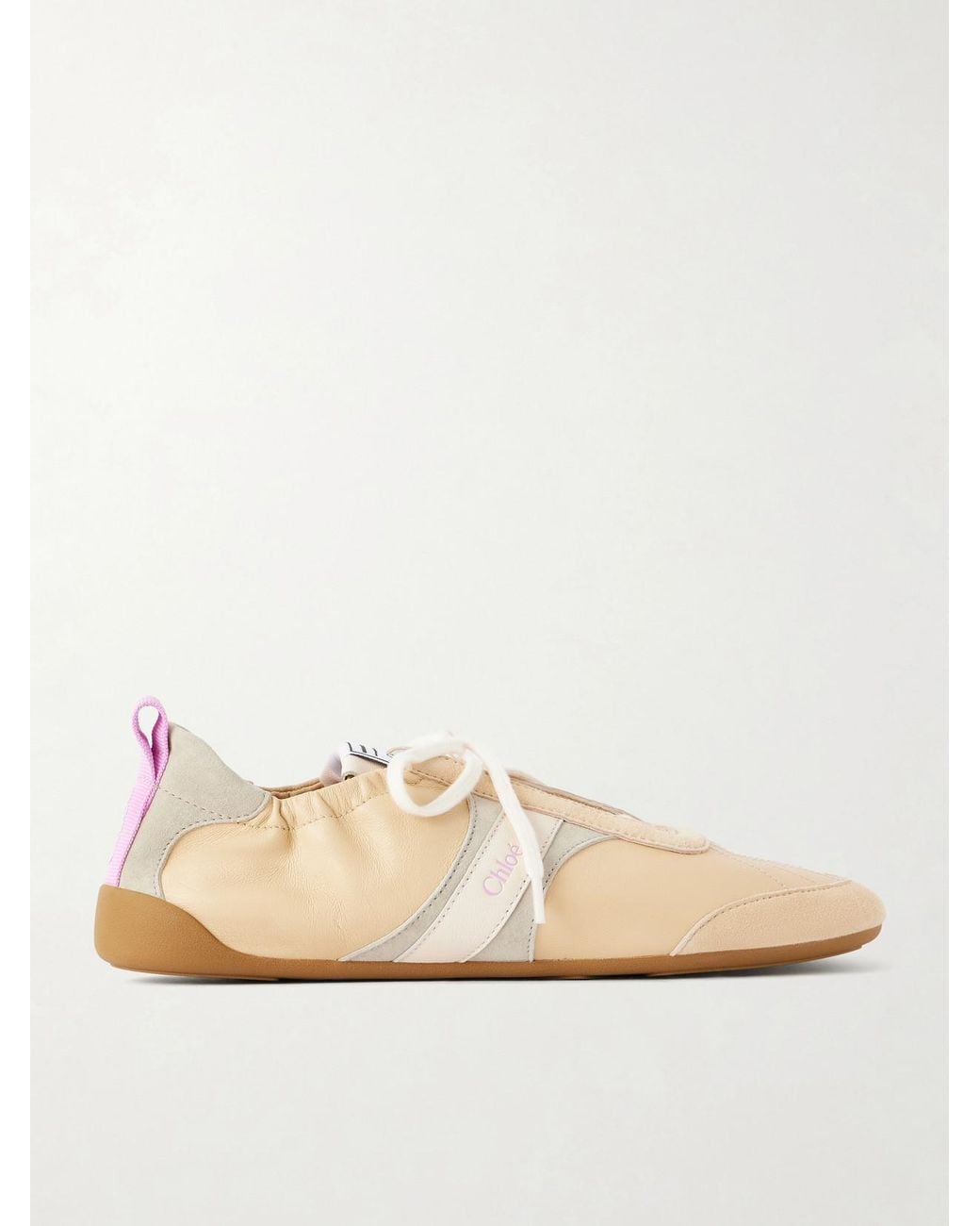 Chloé Natural Kick Suede And Leather Sneakers