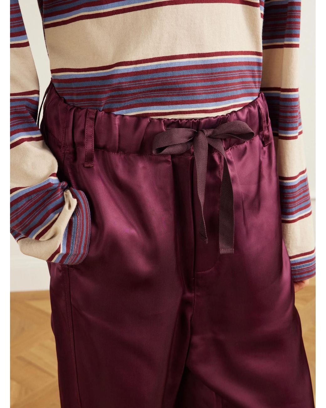 Sanderlak Purple Satin Wide-Leg Pants