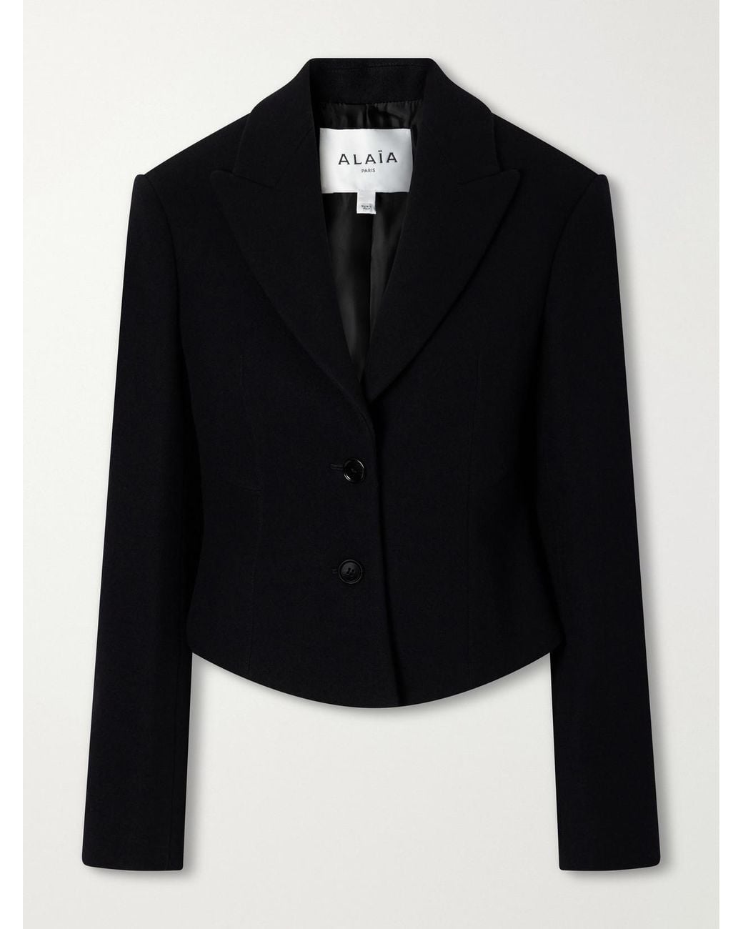 Alaïa Black Cropped Wool-Felt Blazer