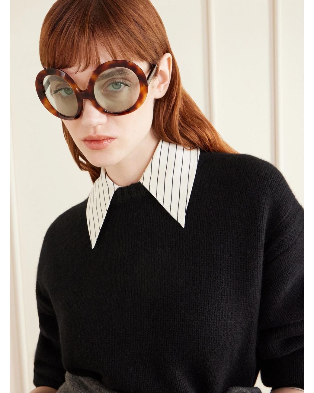 Céline Red Round-Frame Tortoiseshell Acetate Sunglasses