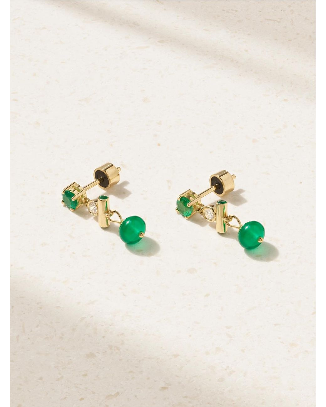 Ileana Makri Green 18-Karat Multi-Stone Earrings