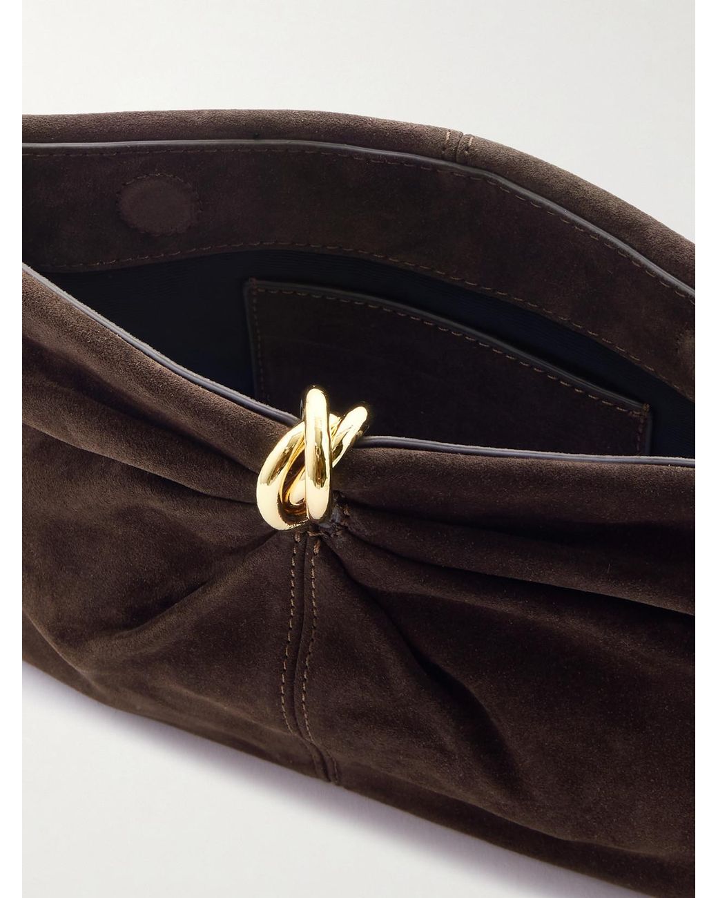 Loeffler Randall Brown Corrine Gathered Suede Clutch
