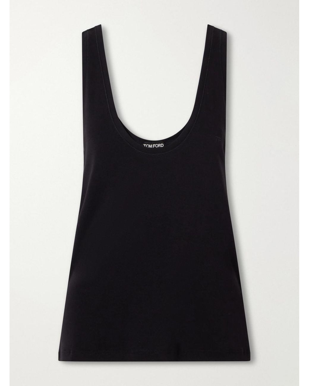 Tom Ford Black Ribbed Stretch-Cotton Jersey Tank