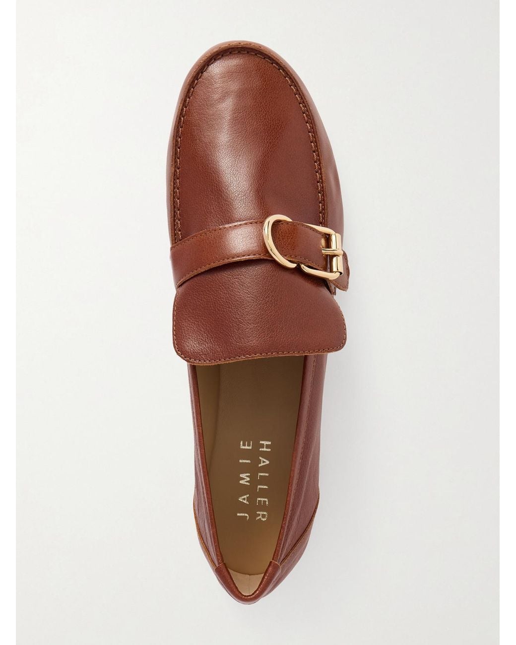 Jamie Haller Brown Buckled Leather Loafers