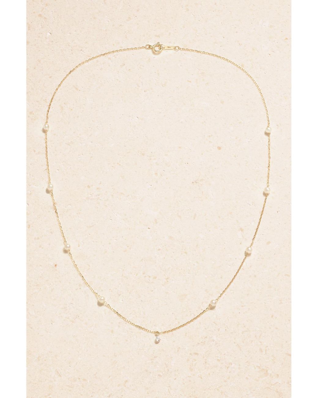 Mizuki Natural 14-Karat, Pearl And Diamond Necklace