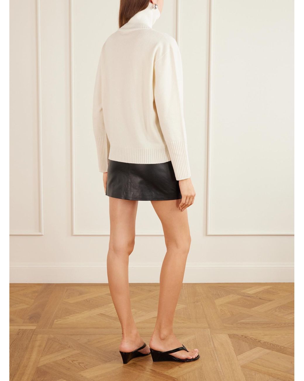 Courreges Natural Logo-Embroidered Ribbed-Knit Wool Sweater
