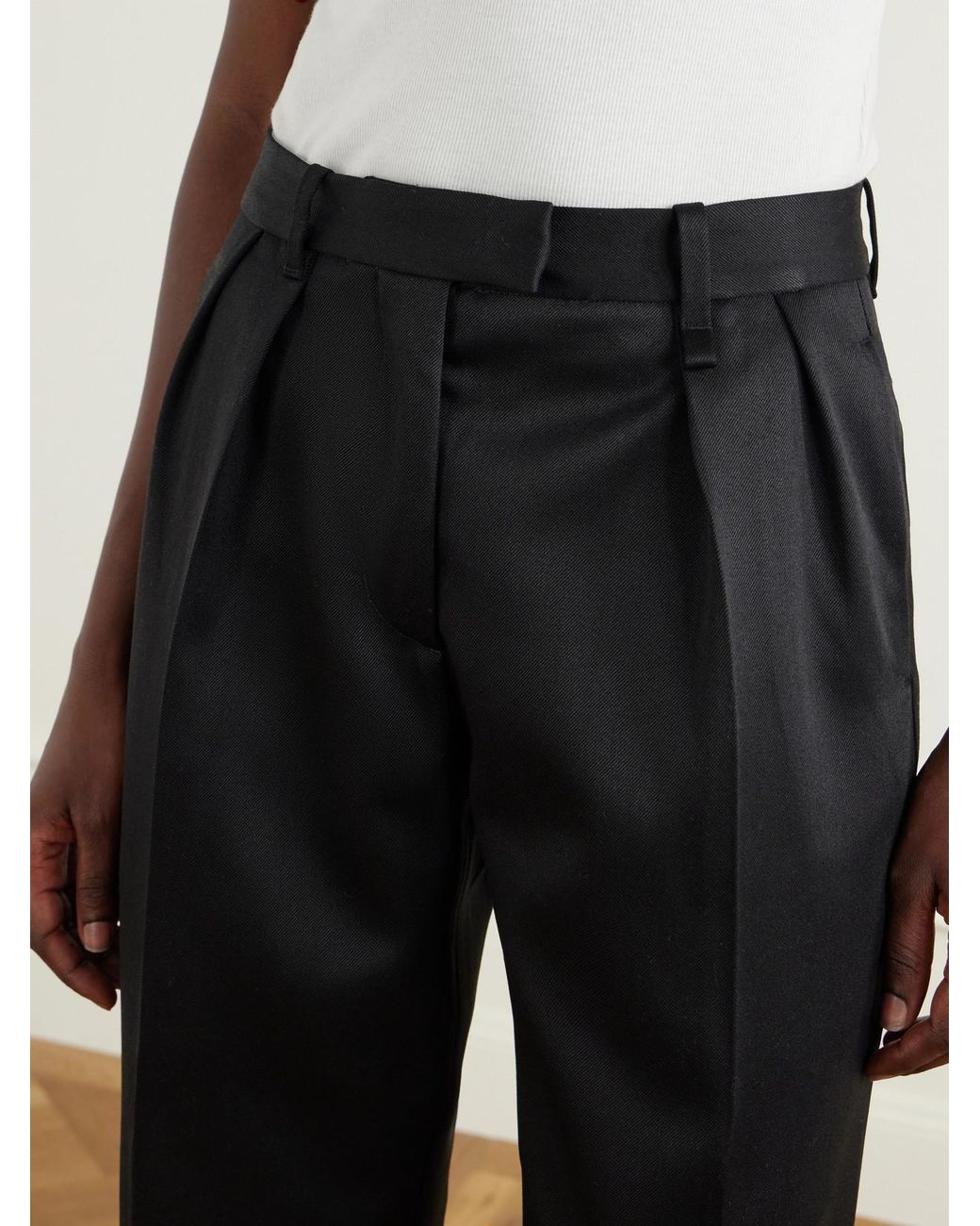 Willy Chavarria Black Pleated Wool-Blend High-Rise Straight-Leg Pants