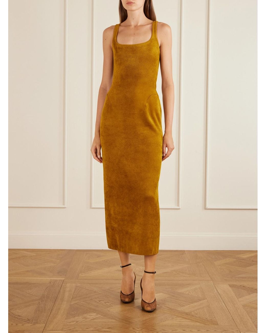 Alaïa Metallic Terry Midi Dress