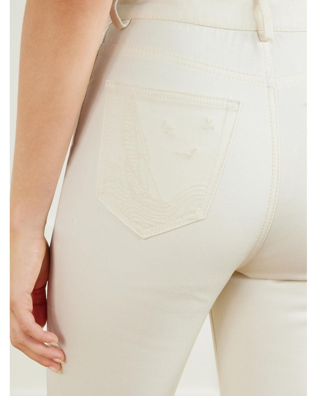Zimmermann White Clash Embroidered High-Rise Slim-Fit Capri Jeans