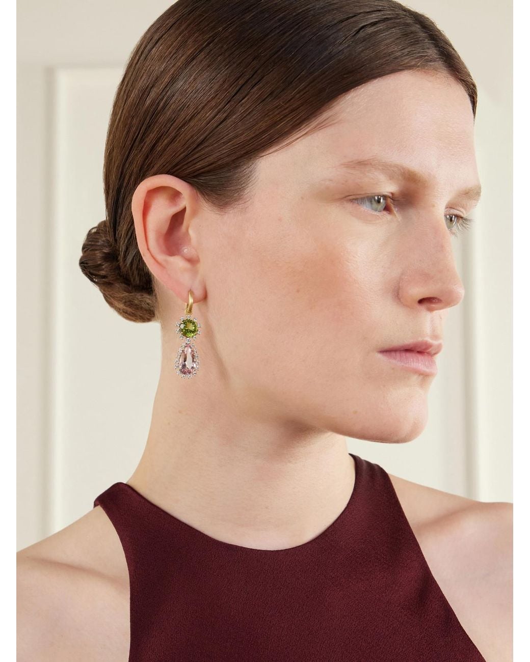 Irene Neuwirth Natural Gemmy Gem 18-Karat And Diamond, Tourmaline And Morganite Earrings