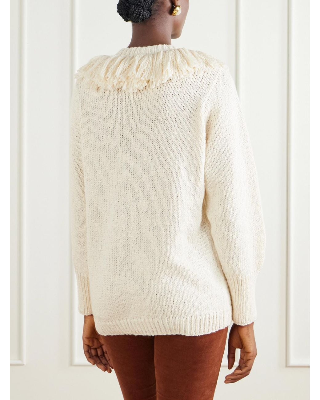 Alix Of Bohemia Natural Sami Fringed Cotton Cardigan