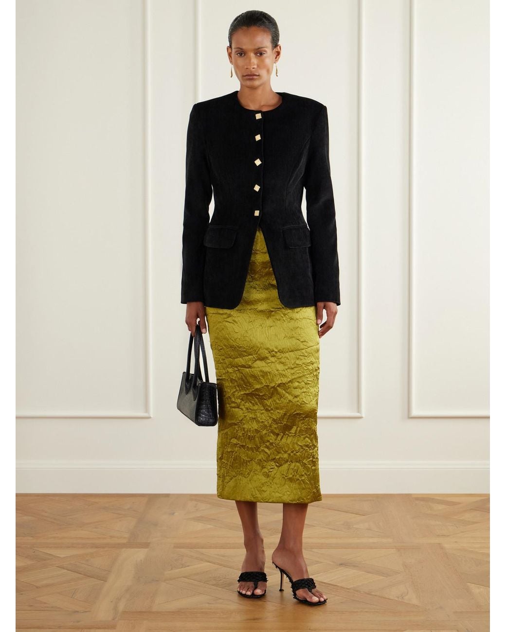 TOVE Black Moya Button-Embellished Velvet Jacket