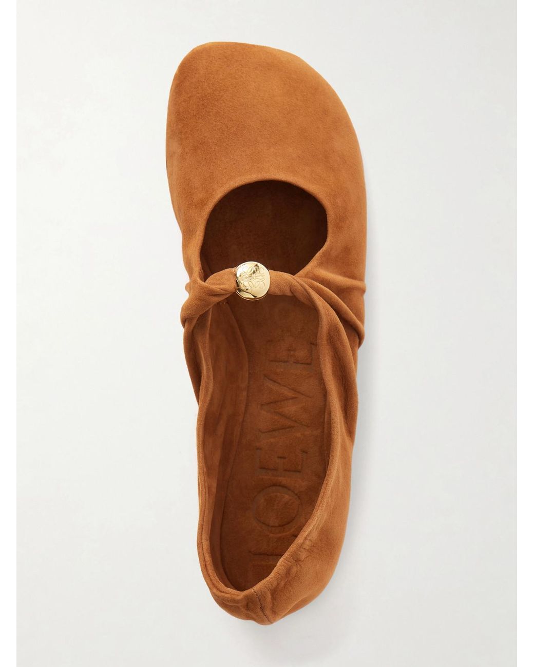 Loewe Brown Pebble Embellished Suede Flats