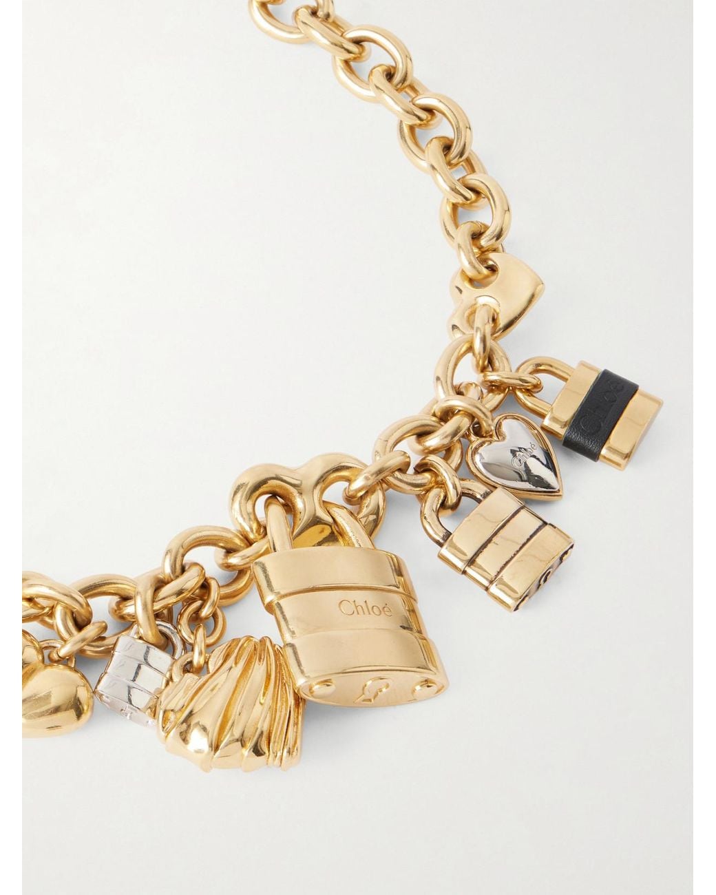 Chloé Metallic Tone And Leather Necklace