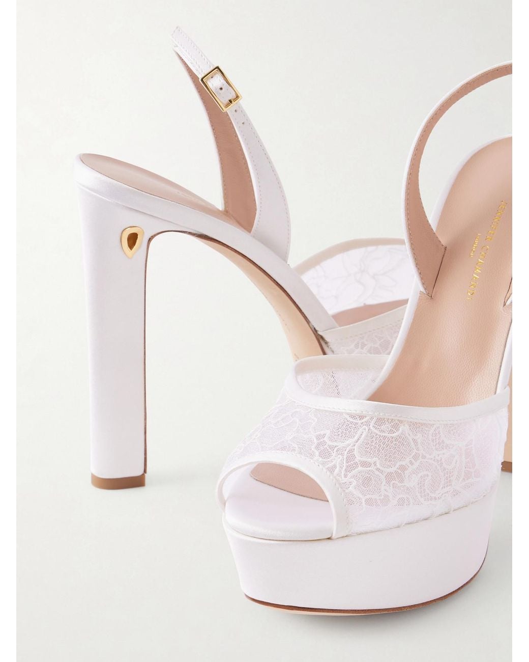 JENNIFER CHAMANDI Natural Antonio 130 Satin-Trimmed Lace Sandals