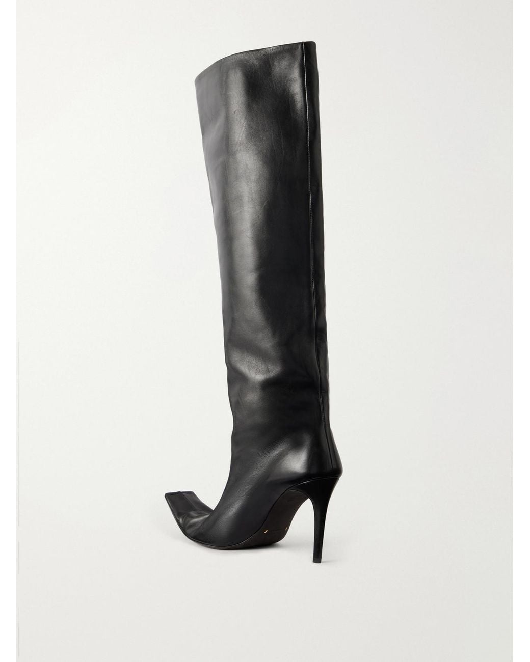 Khaite Black Marlene 85 Leather Knee Boots