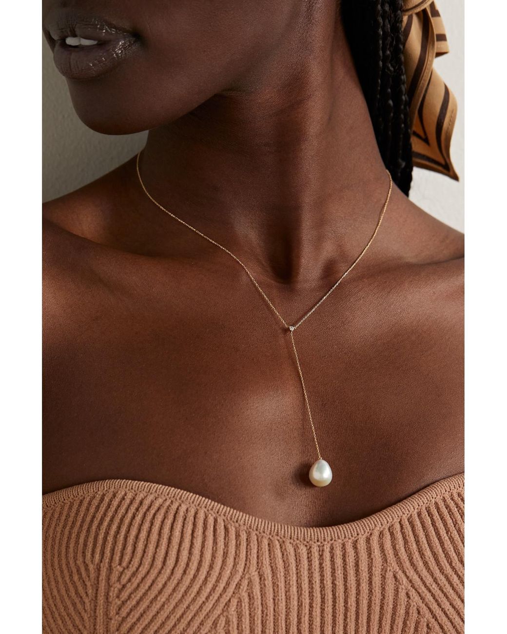 Mizuki Natural 14-Karat, Pearl And Diamond Necklace