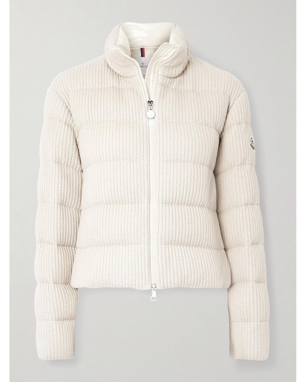 Moncler Natural Thoiry Quilted Ribbed Metallic Cotton Down Jacket