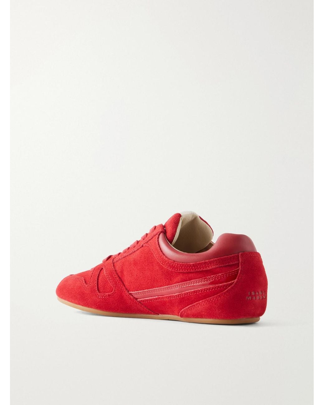 Isabel Marant Red Senny Perforated Suede Sneakers