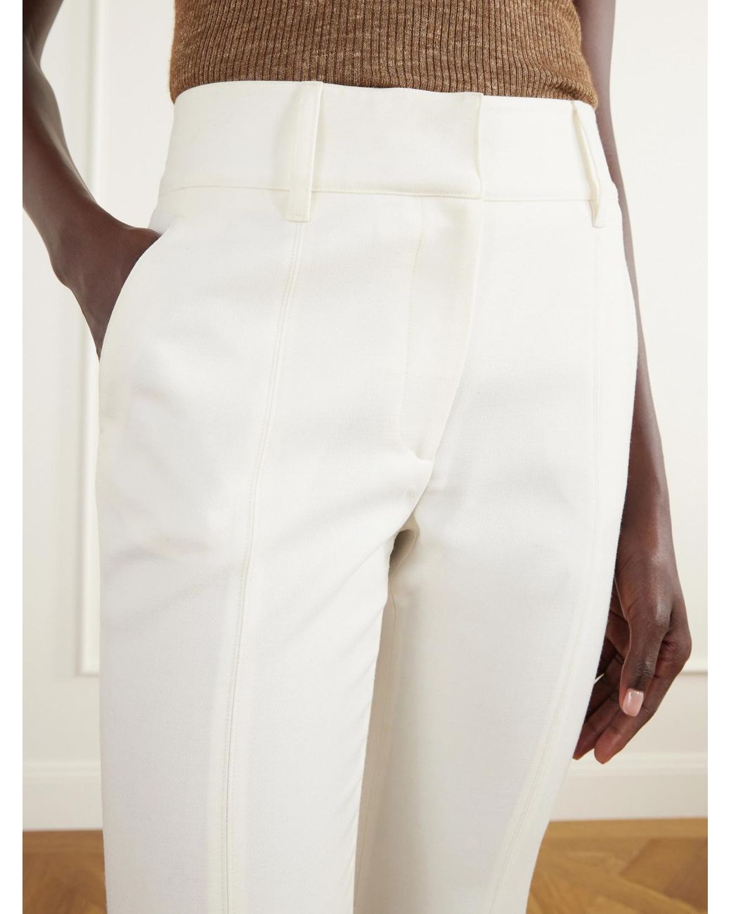 Gabriela Hearst White Rhein Paneled Cotton And Linen-Blend Woven Flared Pants
