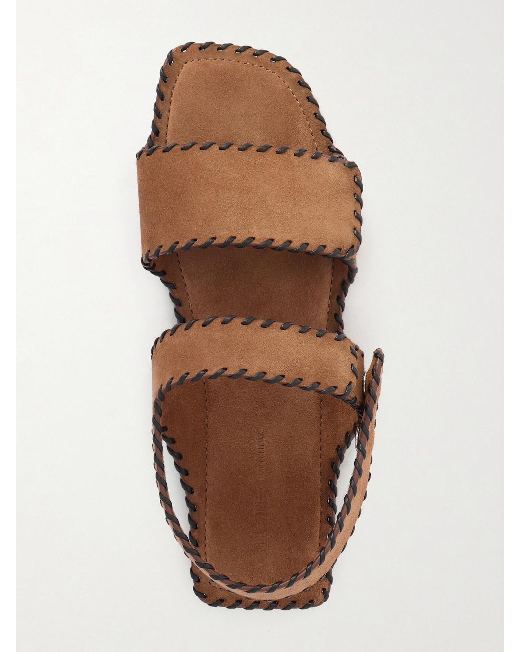 Khaite White Boden Whipstitched Suede Sandals